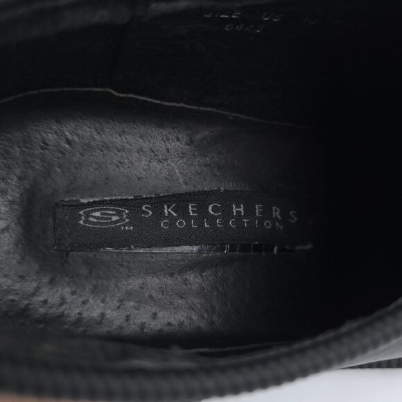 VINTAGE Sketchers Platform Loafers Black Genuine Leather 90s Y2k Grunge Academia - Picture 2 of 12